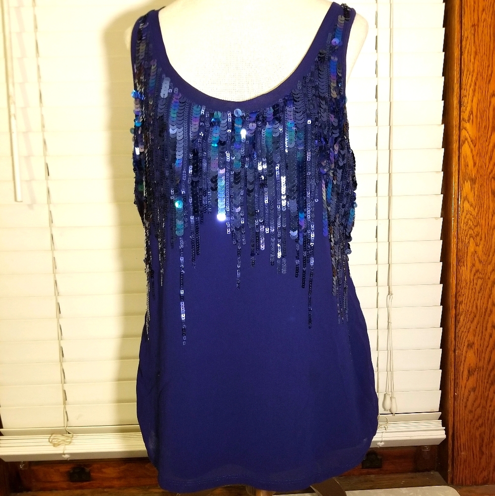 Express royal blue sequin tank